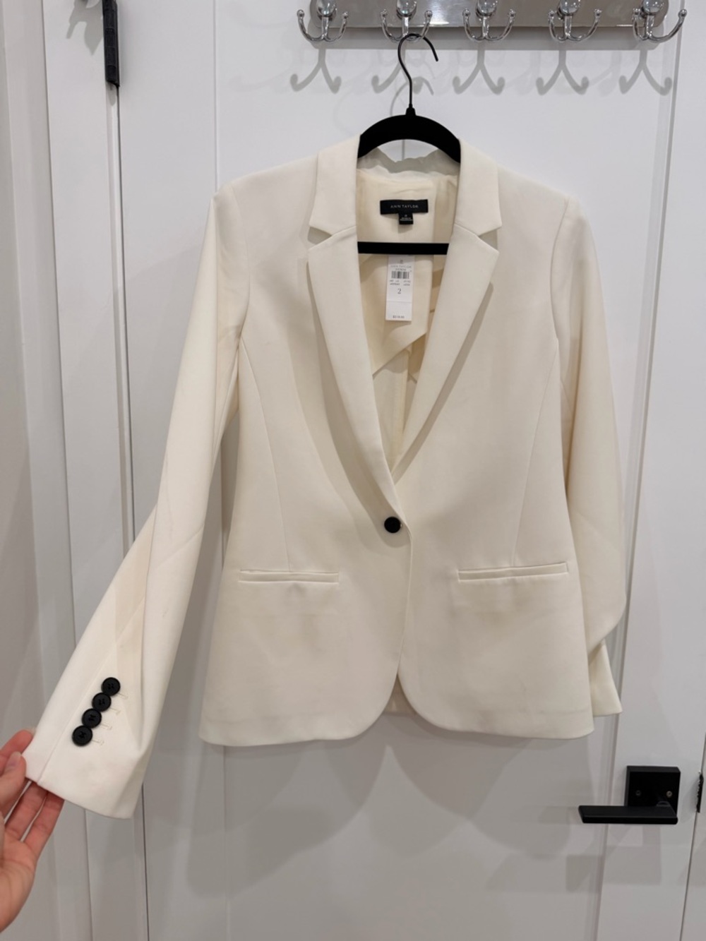 NWT Ann Taylor- White Single-Button Notch Lapel Blazer